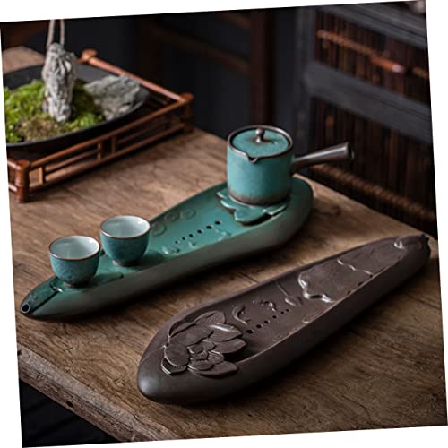 Magiclulu 1Pc Tea Table Asian Tea Set Ceramic Serving Tray Vegetable Platter Tea Table Reservoir Chinese Gongfu Tea Table Sushi Plate Teapot Holder Teaware Tray Tea Table Tray Green Tea Box #TOP4