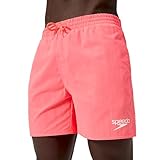 Speedo Herren Watershort Badehose 16| Schnell trocknend | Bequemer Sitz | Klassischer Style | Tunnelzugbund Schwimmbekleidung, Schwarz/Neon Coral, L