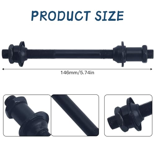 YXQ 2Pcs Bike Axle Hollow Hub Shaft 108mm Front and 145mm Rear Axle Kit Bike Quickly Releases Road Cycling Hub Parts Mountain Bicycle Wheels Accessories, Black - Thumbnail 2