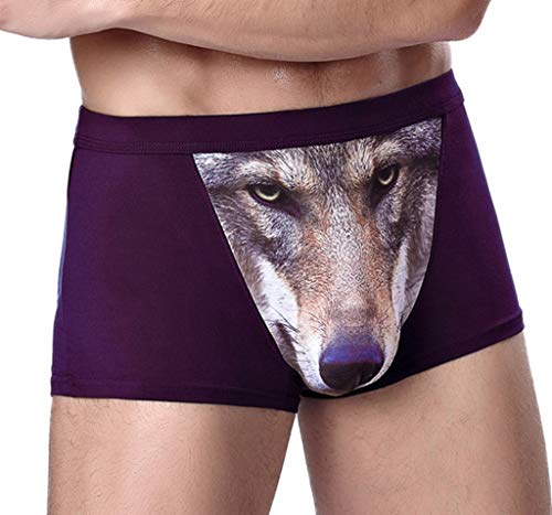 VPbao Boxer Homme Imprimé Élastique Caleçon Confortable 68-80cm Loup-Violet Cover