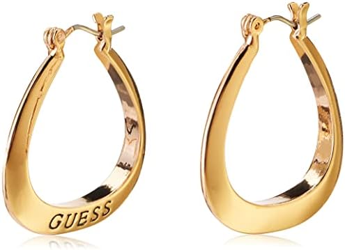 GUESS "Basic" Gold Small Oval Logo Hoop Earrings