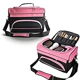 MuyBienBien Hairdresser Barber Bag Large Capacity With Adjustable Strap Professional Cosmetology Case Hairstylist Traveling Bags For hair stuff and supplies for Salon Pink Hair Tools Bag