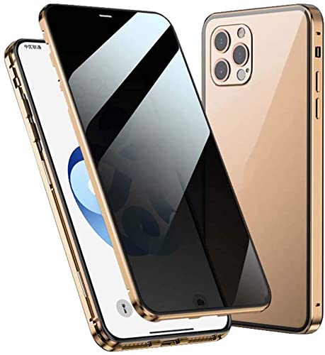 Housse de téléphone magnétique anti-peep iPhone 13 Pro Max 2021 étui verre trempé double face or
