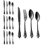 Une table de salle à manger gagne immédiatement une opulence luxueuse avec des couverts baroques antiques de Wulun. Stylé avec une sensibilité historique, chaque pièce est soigneusement sculptée avec des vrilles de frisage le long des bords percés, culminant en une extrémité légèrement pointue. Les couverts décorés complètent joliment toute vaisselle pour les occasions les plus formelles.