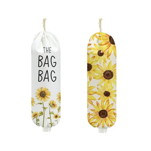 2Pcs Sunflowers Plastic Bag Holder 22.5x9 Inch, Sunflower Gifts for Women