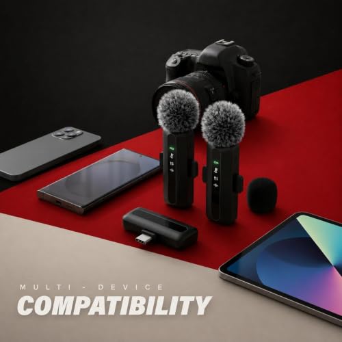 Image of Primate Wireless Lavalier Microphone for YouTube & Content Creation,Dual Channel Type-C, AI Noise Reduction, 30M Wireless Range, Ultra Low Latency, LED Display, Plug & Play Clip-On Mic for Vlogging
