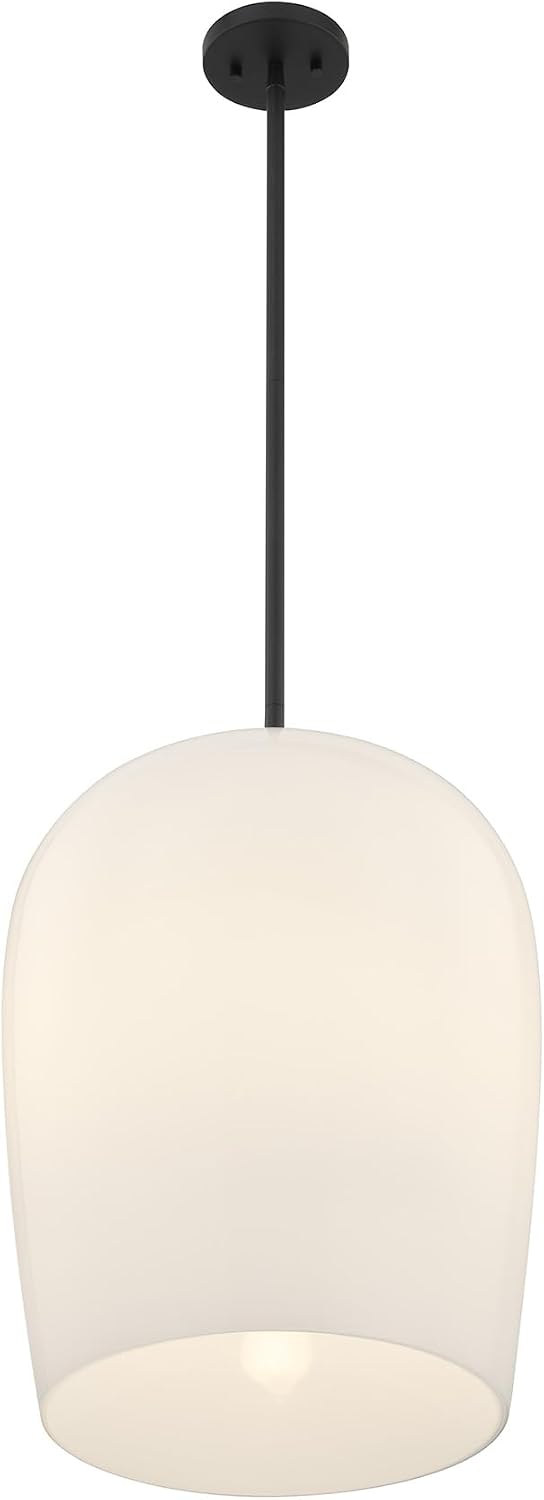 Savoy House 7-7209-1-89 Livingston White Opal Glass Pendant, 1-Light 60 Watt, 23" H x 16" W, Matte Black