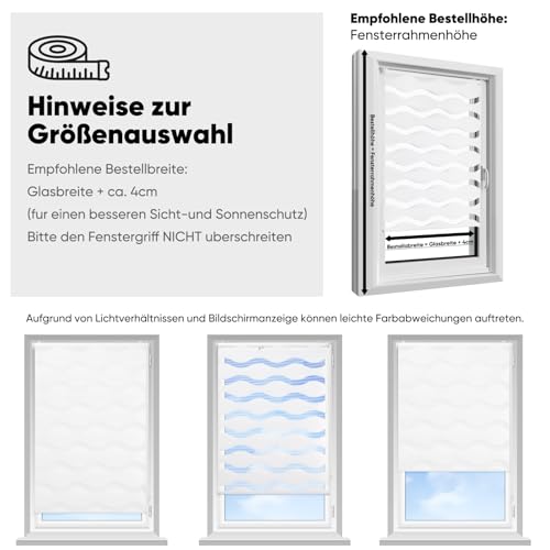 Sekey Doppelrollo Wellen Klemmfix ohne Bohren für Fenster, Doppelrollo 80 cm breit, Duo Rollo Welle Jalousie Sonnenschutz, 80x150cm, Weiß – Ansicht 5