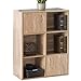 BAKAJI Mobile Libreria Scaffale 6 Ripiani Mensole con 2 Ante Calamitate e Maniglia in Metallo Struttura in Legno MDF Design Moderno per Casa Ufficio Dimensione 80 x 61,5 x 29,5 cm (Quercia)