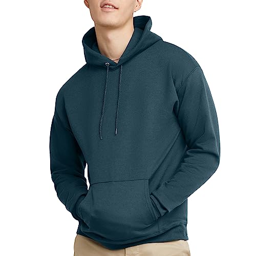 Hanes EcoSmart Hoodie, Midweight Fleece, Pullover Hooded Sweatshirt for Men, Metallic Teal, 2X Large