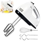 Pmueuff Fruste Elettriche, Sbattitore Elettrico con 7 Velocità, 1 Frusta, 2 Miscelatori, 2 Ganci per Pasta in Acciaio INOX Sbattitore Elettriche per Montare gli Albumi,Preparare Torte,Impasti e Burro