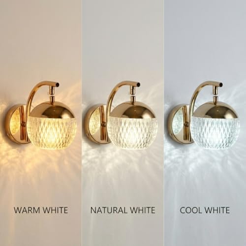 Image of Groeien 12W 3-Color LED Crystal Pearl Wall Sconce Light Fixture for Home Decor