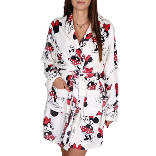 DISNEY Minnie Mouse peignoir pour FEMME avec ceinture, peignoir CHAUD à nouer avec poches, robe de...