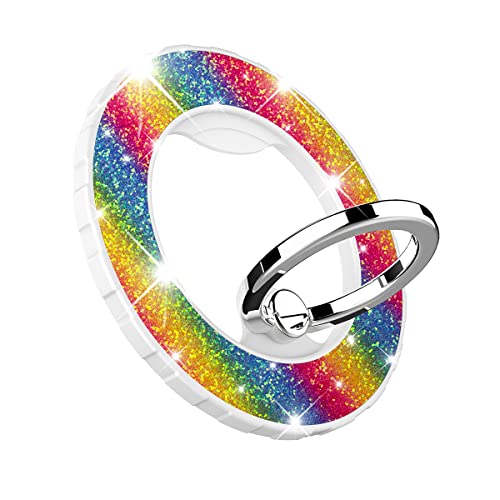 Magnetic Phone Ring Holder For Magsafe,Datimira Glitter Magnetic Grip Compatible With Iphone 14 13 12 Pro Max,Pro,Plus,Mini Mag Safe Accessories,Adjustable Kickstand Wireless Charging,Bling Rainbow #TOP2