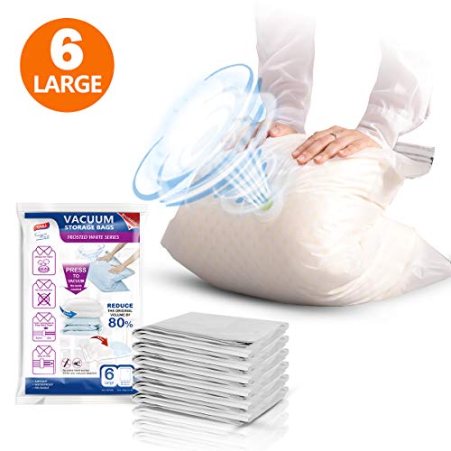 TAILI Space Saver Bags New Air Valve 6 Pack Vacuum Compression Bags 22x 31 inch Vacuum Storage Bags Space Bags No Need to Use Hand Pump for Travel 80 More Storage Works with Any Vacuum Cleaner