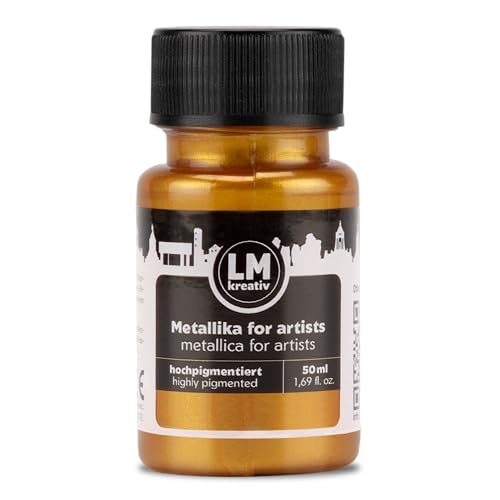 LM-Kreativ Metallic Acrylic Paint 1.69 fl oz - Gold - Premium Metallic Paint for Artists and Crafters. High Coverage, Lightfast & Durable. Ideal for Canvas, Wood, Ceramic & More