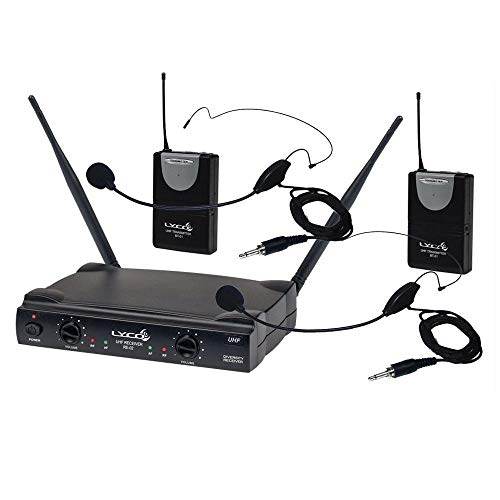 Microfone duplo sem fio Lyco UH02HLIHLI Headset Lapela e instrumento