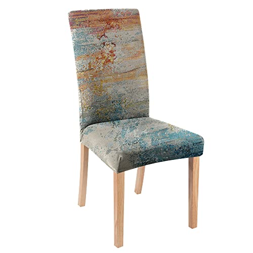 Reateforin Rust Teal Chair Cover Boho Art Dining Chair Cover Stretch Dining Chair Slipcover Removable Washable Kitchen Chair Cover Parson Chair Covers for Dining Room Set of 2 Living Room Chair Covers