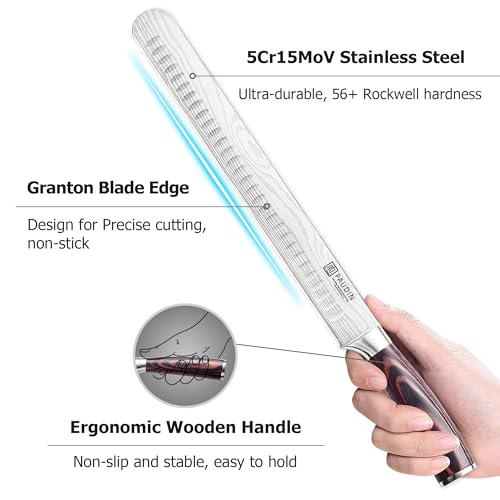 PAUDIN Brisket Knife 12 Inch, Professional Carving Knife, High Carbon Stainless Steel Chef Knives for BBQ Turkey Meat Slicing with Gift Box - Image 5