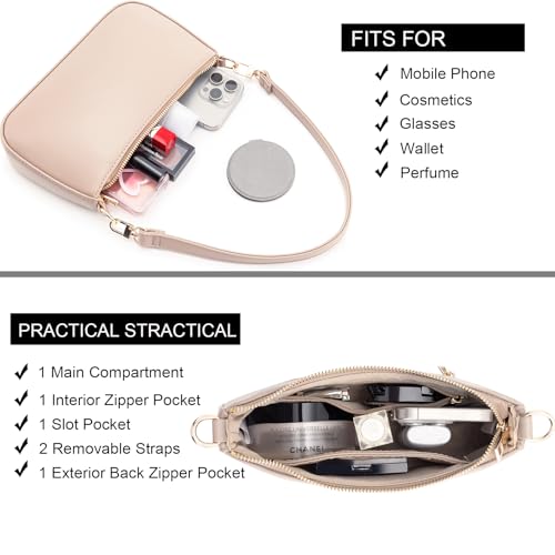 Image of Shoulder Bag for Women Retro Vegan Leather Classic Clutch Tote HandBags Purses with Zipper Closure