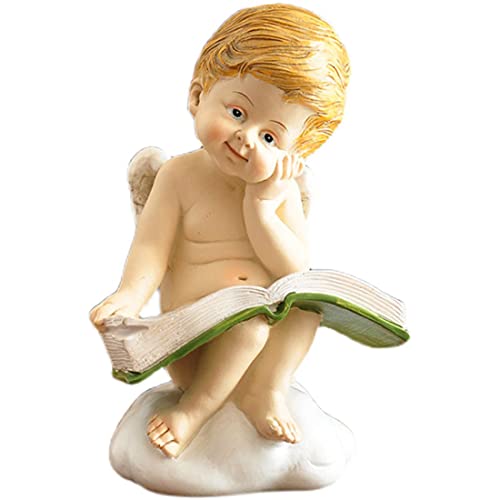Sculpture en résine style ange de lecture antique pour maison et bureau