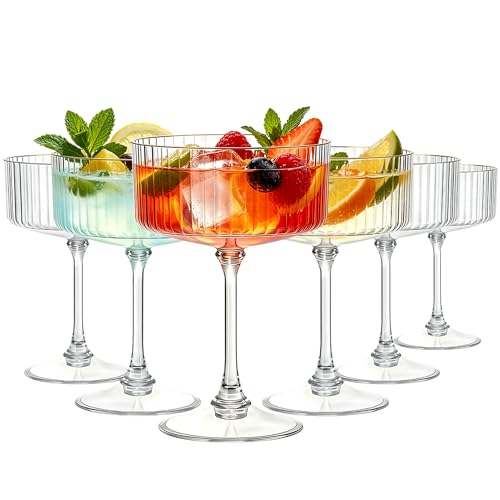 SDBALLBZ 6PCS Plastic Martini Glasses Clear Disposable Coupe Glasses