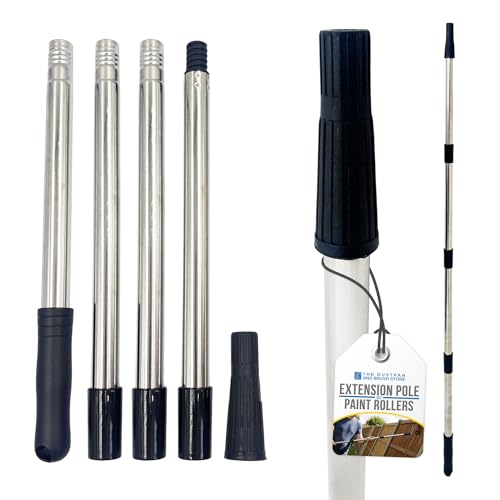 Paint Roller Extension Pole Handle - Multi Section Long Reach Screw Fit & Push Fitment Compatible with Paint Brushes Roller & Painting Pads - for High Walls and Hard to Reach Areas -120cm