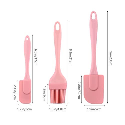 Silicone Spatula Set For Baking, 3 Pcs Rubber Spatula And Brush Set Pancake Spatula Heat Resistant Kitchen Utensils For Cooking Non-Sticky Small Baking Spatula Set Food Grade, Bpa Free (Pink) #TOP2