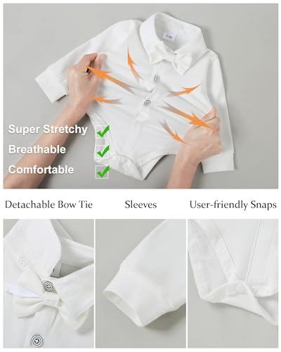 Image of YALLET Baby Boy Clothes Suit 0-24 Months Infant Gentleman Outfits Formal Dress Shirt+Bowtie+Vest+Pants Set Baby Wedding Suits