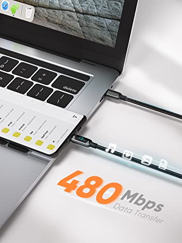 Image of CableCreation 3.3FT USB C to USB C Cable PD 100W with LED Display, Braided USB C Cable Real Time Fast Charging for iPad Air, Pro, MacBook Pro, Galaxy S23 /S22 /S21 Pixel Steam Deck PS5 1m Black