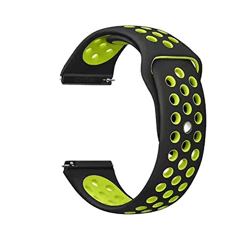 Image of AEETZ 22mm Width Soft Silicon Sports Band Strap Compatible with Samsung Galaxy S3 Frontier, Classic /Galaxy Watch 46mm /Huawei Watch GT2(46mm) /Honor Magic Watch 2(46mm) /Huawei GT2e - Black Green