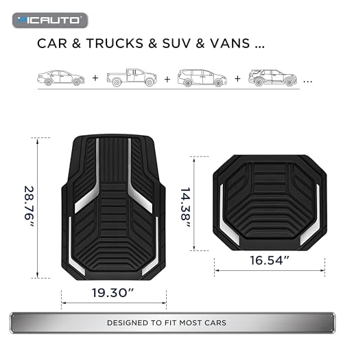 PIC AUTO Heavy Duty Rubber Floor Mats, Silver Aluminum Film Car Mats Set, Front and Rear Car Mats with Anti-Slip Backing, All Weather Protection, Trim-to-Fit for Automotive SUV, Sedan, Van by PIC AUTO - Used condition - Image 7