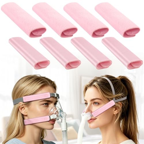 8 Pack Upgraded CPAP Mask Strap Covers Innovative Dual-Layer Satin/Polar Fleece Comfort CPAP Strap Cushions Breathable Face Mask Cushion Pads to Reduce Red Marks Fits Most CPAP Headgear Straps Pink