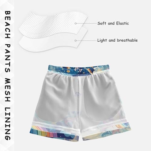 Pigsaly Boys Swim Trunks Colorful Happy Unicorns Boys Board Shorts Swimsuit Swimwear Summer Bathing Suit S4