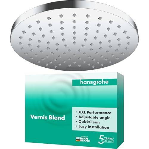 hansgrohe Vernis Blend - Kopfbrause, runde Duschbrause (205 mm), Regendusche mit 1 Strahlart für Wand- oder Deckenmontage, Brausekopf mit Antikalk-Funktion, Chrom, 26271000