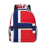 HJLUUFT Mochila de viaje impermeable con estampado de bandera noruega, para llevar en vuelo, para portátil, Negro -, Talla única