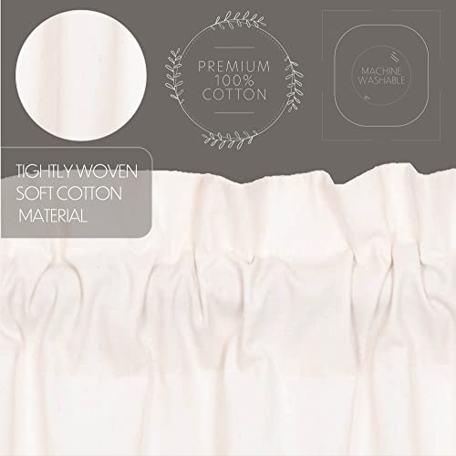 VHC-Brands-Simple-Life-Flax-Antique-White-Farmhouse-Prairie-Swag-Pair-Rod-Pocket-Cotton-Linen-Blend-Solid-Color-Drawstring-Ties-Kitchen-Window-Curtains VHC Brands Simple Life Flax Antique White Farmhouse Prairie Swag Pair Rod Pocket Cotton Linen Blend Solid Color Drawstring Ties Kitchen Window Curtains
