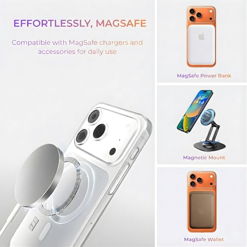 Image of Anti Yellow Clear Magnet Case for iPhone 17 Pro, Premium Polycarbonate, Ultra Strong Magnets, 360 Drop Protection, Raised Camera Protection, MagSafe Compatible