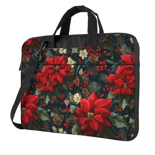 Pochette PC 15.6 Noël motif poinsettia pour le bureau
