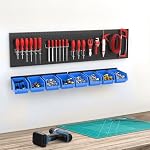 TORACK Wall-Mounted Storage Bins, 8 Plastic Bins & 2 Tracks, Blue - Image 2