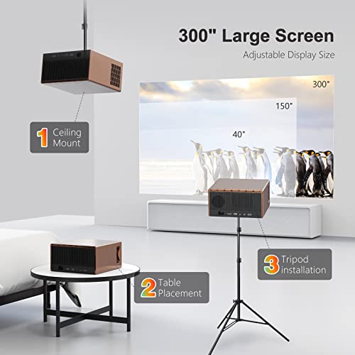 Projector, Projector With Wifi And Bluetooth Xidu 15000L Outdoor Projector 4K Support, Native 1080P Projector With 300" Display Home Theater Movie Projector, Compatible W/Tv Stick/Ios/Android/Win/Ps5 #TOP3