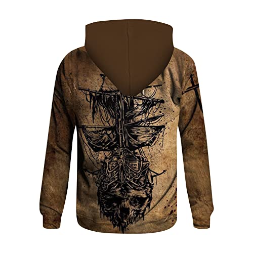 Mens Zip Up,Zip Up Hoodie Men Cancer Sweatshirt Mens Full Zip Hoodie Fashion Print Loose Men's And Women Men's Long Sleeve Hooded Sweater Dinosaur Hoodie(Brown-5,Small) #TOP1