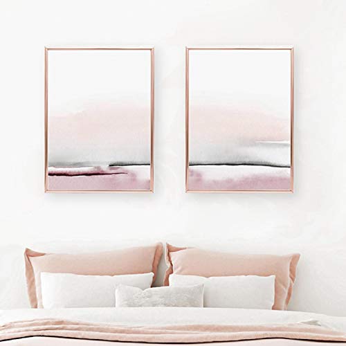 Poster abstrait rose et gris pour transformer un mur blanc vide en salon design moderne