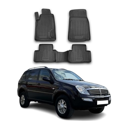 Tapis de sol SsangYong Kyron 2005-2021 étanche en caoutchouc TPE noir 3D sur mesure