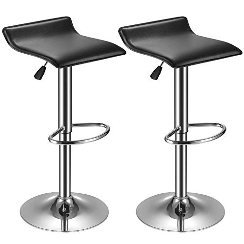 kealive Bar Stool PU Leather Set of 2 Adjustable Bar Chairs, Kitchen Counter