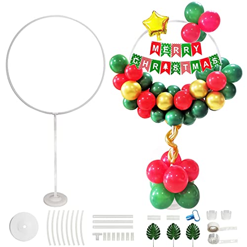 Elecrainbow 67 Inches Height Round Circle Balloon Arch Frame Stand Kit For Party Decorations, Balloon Column Base, Pole, Balloon Clip Rings, Balloon Tie Tool, Strip & 5 Packs Of Accessories Included #TOP1