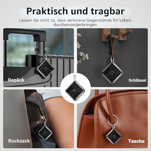 Smart Tag Schlüssel Tracker Kompatibel mit Apple Wo ist? APP (nur iOS), SmartFinder für Koffer/Rucksäcke/Pässe, IP67 Wasserdicht, Lauter Signalton, Gepäckfinder, Schlüsselfinder, 3er Pack
