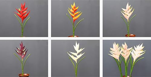 34 In/86Cm Large Bird Of Paradise Heliconia Stem Artificial Flowers,1 Stem 7 Petals Fake Flowers Permanent Flower,Greenery Plants Indoor Outside Garland Home Garden Office Verandah Wedding Decor (Red) #TOP4