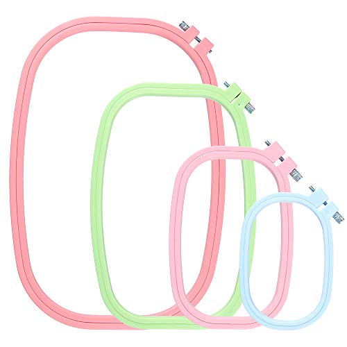Pllieay 4 Pieces 4 Sizes Square Embroidery Hoops Plastic ABS Cross Stitch Hoops for DIY Embroidery Craft