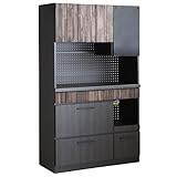 システムK キッチンボード 幅105cm キッチン収納 有孔ボード 引き出し付き 扉収納 ガラス戸 スライドカウンター ブラウン 幅105cm(ガラス上台・引出下台)